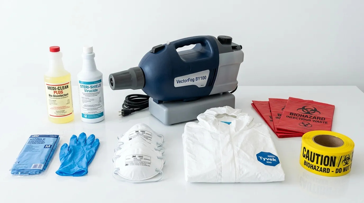 Professional biohazard remediation crew working in Muskegon Heights