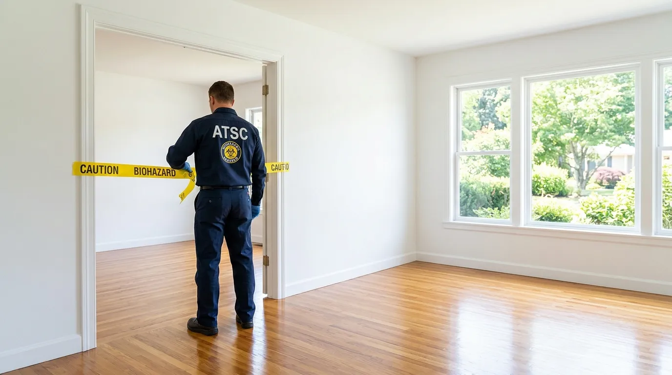 Certified biohazard cleanup crew performing Decomposition Cleanup in Muskegon Heights